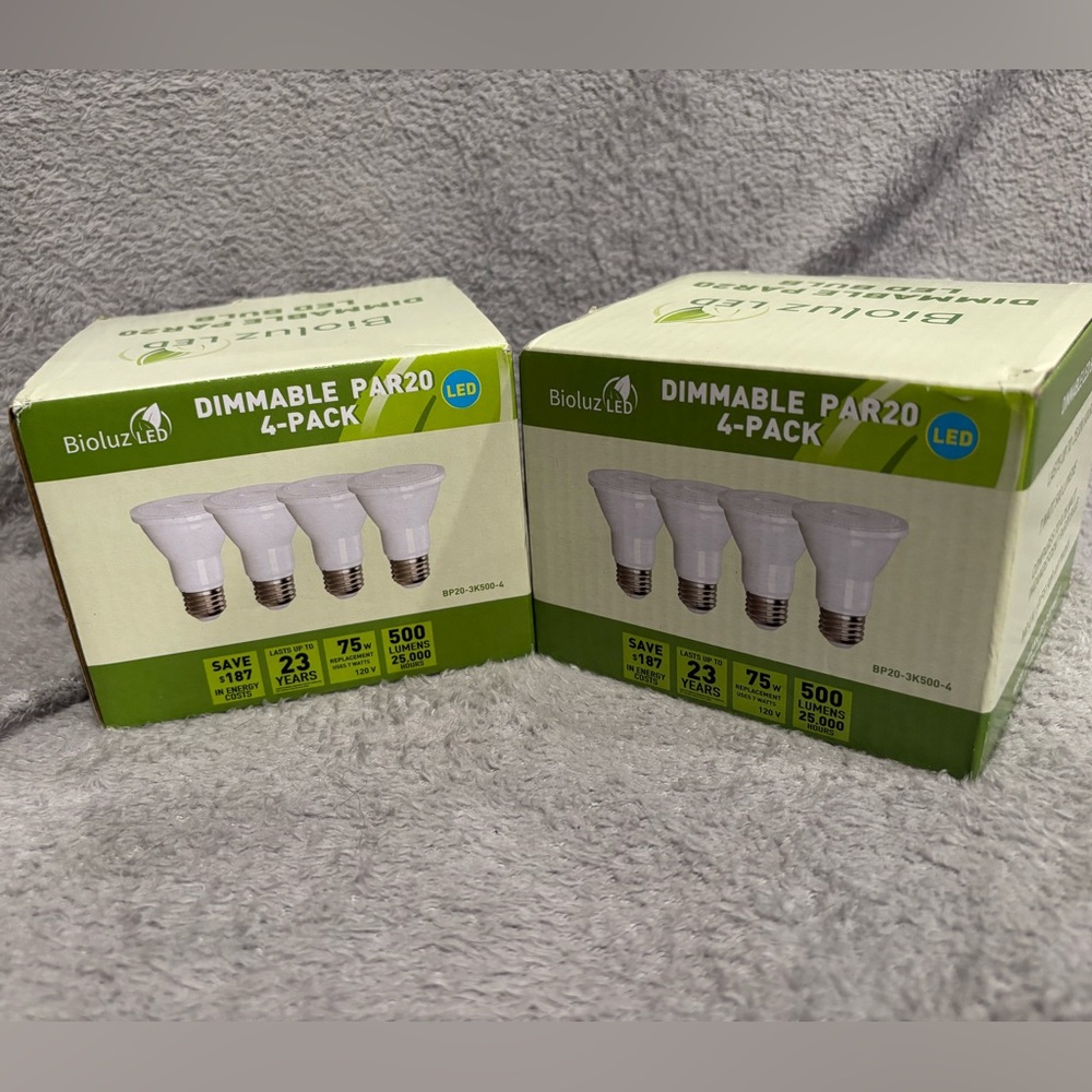 Set of 2-Bioluz LED 4 Pack PAR20 LED Bulbs 3000K Soft White Dimmable 50 Watt